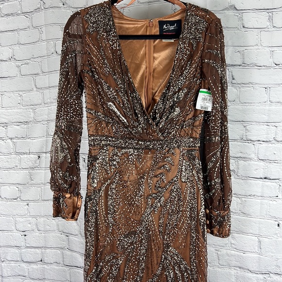 Mac Duggal Dresses & Skirts - Mac Duggal Bronze Beaded Midi Dress
